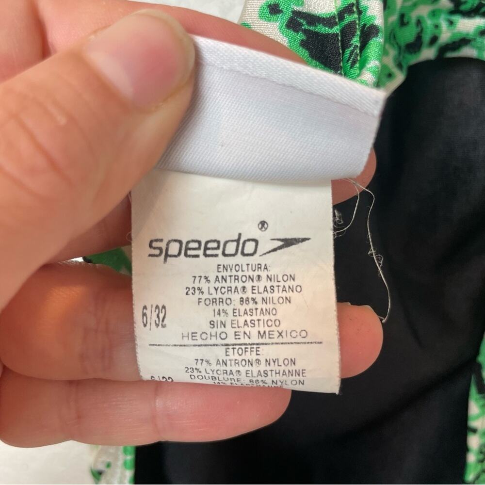 Vintage SPEEDO One Piece Swimsuit Neon Green Print Size 6 - Picture 6 of 8
